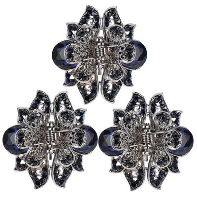 Luxshiny 3pcs Hollow Flower Petals Hair Claw Clips for Women Elegant Alloy Hairpin Decorative Rhinestone Jaw Clamp for Thick and Thin Hair Stylish Accessories for Parties and Daily Use