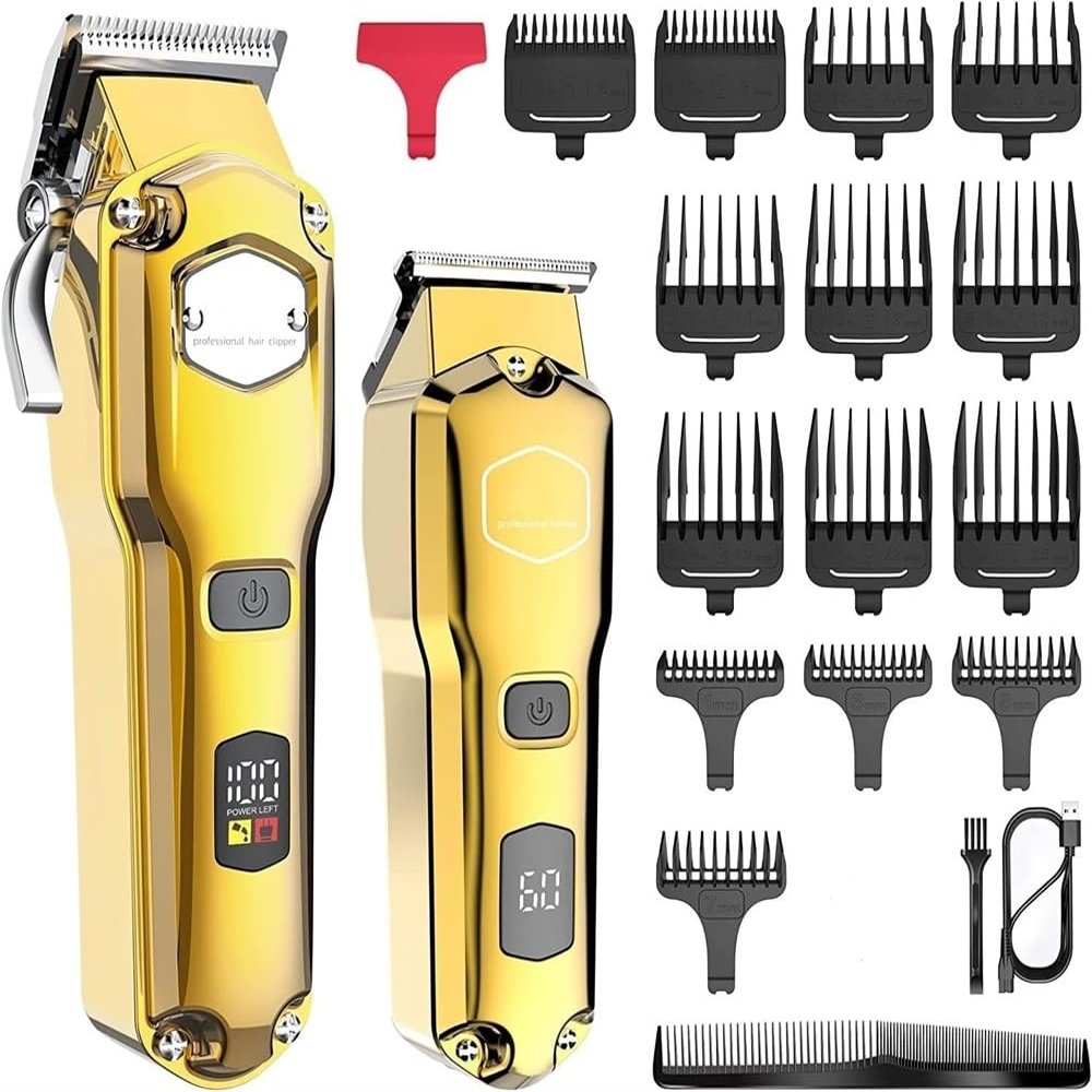 YHNNH Professional Hair Clippers, All-Metal Hair Clipper Set, Cordless Men's Hair Clipper, Electric Hair and Beard Trimming Tools