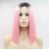 13 * 3" Lace Front Wigs Synthetic Mid-length Straight 12" 130% Density Black/Pink/One Size view 1