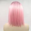 13 * 3" Lace Front Wigs Synthetic Mid-length Straight 12" 130% Density Black/Pink/One Size view 2