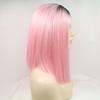 13 * 3" Lace Front Wigs Synthetic Mid-length Straight 12" 130% Density Black/Pink/One Size view 4