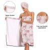 KEEPREAL Women's Spa Towel Wrap Set of 3, Pink Bow Bathrobe Shower Bath Body Wrap with Adjustable Closure#382 view 4