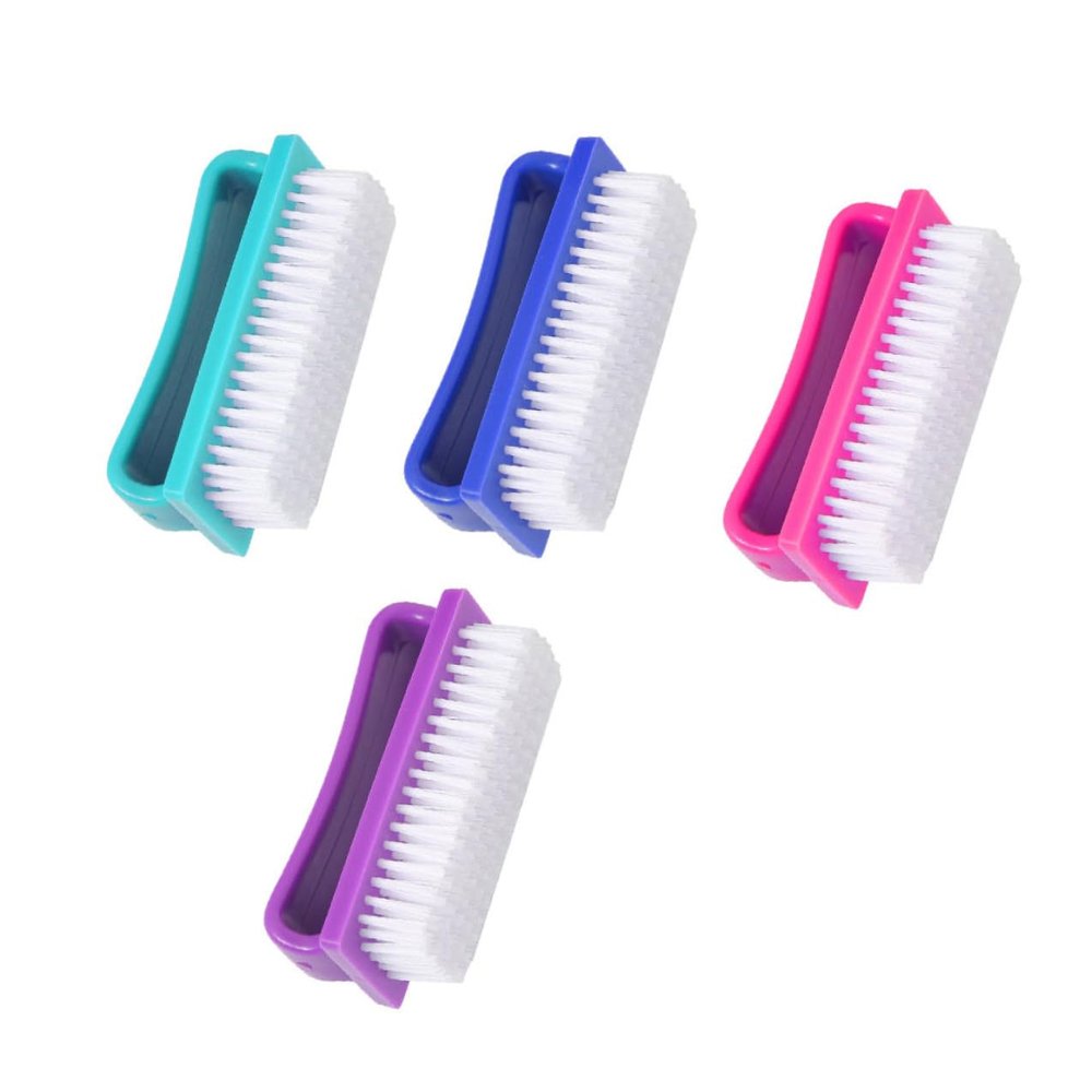 BAZEITFLOW 4Pcs Nail Cleaning Brush Kit Home Nail Brush Small Lightweight Manicure Tools for Fingernail and Dust Removal Random Color