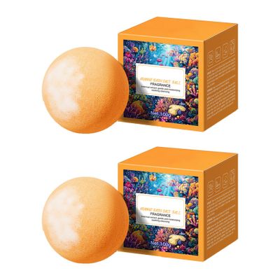 Rswnyirn Fruit Scented Bath Fizzies 2-Pack, Moisturizing Bath Bombs with Shea Butter for Bubbles, Spa Night at Home & Gift Set Orange One Size