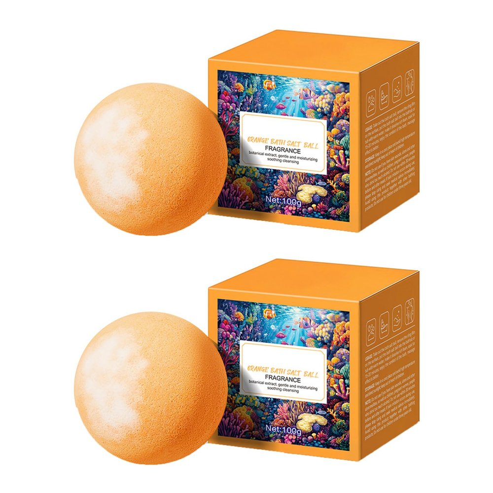 Rswnyirn Fruit Scented Bath Fizzies 2-Pack, Moisturizing Bath Bombs with Shea Butter for Bubbles, Spa Night at Home & Gift Set Orange One Size
