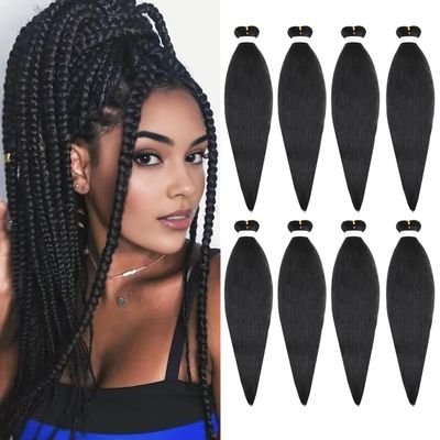Braiding Hair Pre Stretched Black Braiding Hair for Kids 16 inch 8 Packs