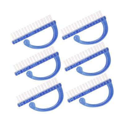 BAZEITFLOW 6pcs Fingernail Cleaning Brushes Wear-resistant Bristles Nail Scrubber for Manicure and Pedicure Hand and Foot Treatment Blue Tone