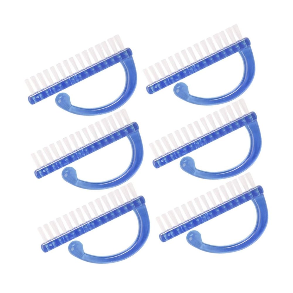 BAZEITFLOW 6pcs Fingernail Cleaning Brushes Wear-resistant Bristles Nail Scrubber for Manicure and Pedicure Hand and Foot Treatment Blue Tone