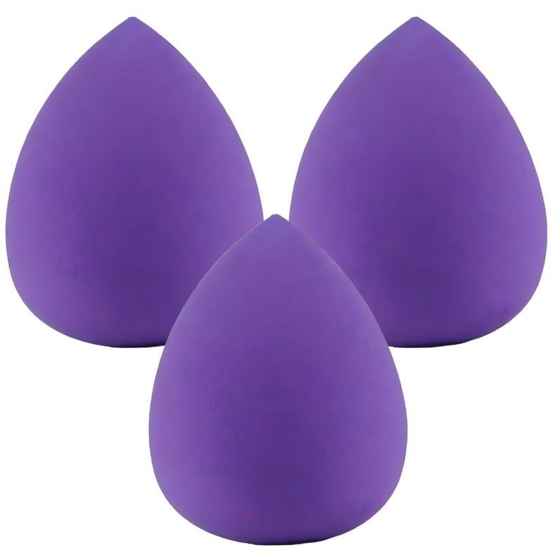 Makeup Sponge For Real Results 3 Pack, Soft Latex-Free Beauty Sponge, Wet & Dry Use Cosmetic Applicator (Purple)