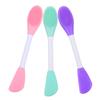 DONFAMDS 3pcs Double-ended Silicone Face Mask Brush with Spoon Soft Facial Beauty Tools for Mud Gel Masks Skincare and Makeup Foundation in Mint Green Pink and Purple view 1