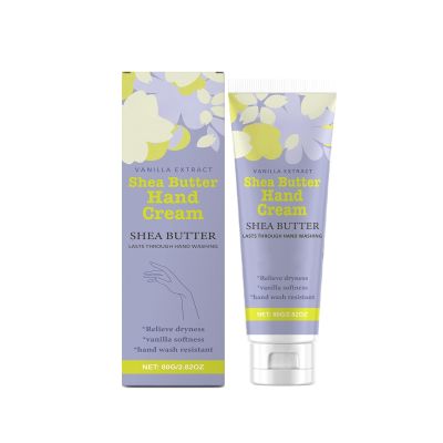 Shea Butter Hand Cream with Vanilla Extract, Moisturizing Hand and Foot Lotion for Dry Skin, Hydrating Non-Greasy Hand Care Cream 80g