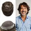 French Lace Mens Toupee European Human Hair Replacement System Natural Hairline Transparent Lace Gray Hair Piece Natural Wig For Men #3 Dark Brown-120% Medium Light to Medium Density 5"x7" view 1