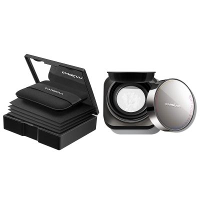 CARSLAN Makeup Blotting Paper with powder, 150 Sheets + 8 Refill Pads Bundle with 1.0 Soft Focus Loose Setting Powder, 02 Translucent For Oily