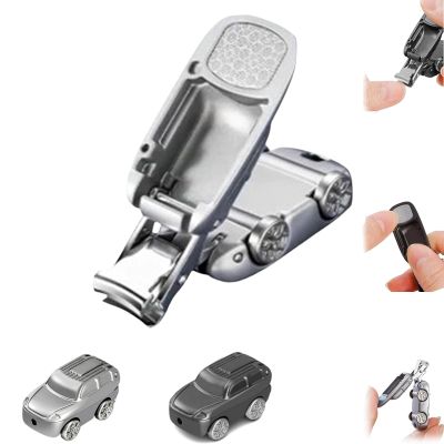 Advanced Foldable Car-Shaped Nail Clipper, Portable Mini Nail Trimmer, Magnetic Splash-Proof Stainless Steel Fingernail & Toenail Trimmer, Repair Finger Cutter for Thick/Hard Nails (Silver)