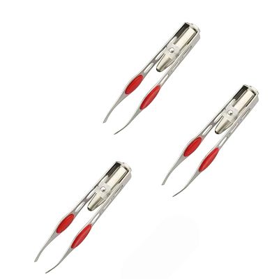 3Pcs Silver Tweezer With LED Light for Hair Removal Makeup Tool Eyebrow Eyelash Tweezers for Women Facial Hair, Lash Trimmer,Hair Ingrown for Tweezer,Women's Hair Removal Tweezers