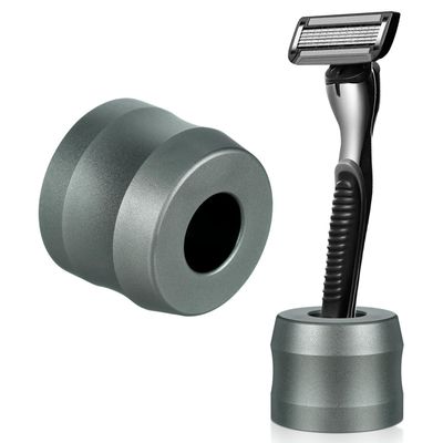 Beaupretty Aluminum Alloy Shaving Razor Holder for Men Rust-resistant Safety Razor Stand with Wide Opening Non-slip Heavy Base Bathroom Storage Organizer