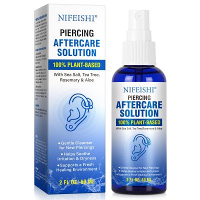 Piercing Aftercare Spray, Saline Spray for Piercings Cleaner for Ear, Belly & Nose - Gently Cleanses - Soothing & Gentle-2 Fl Oz