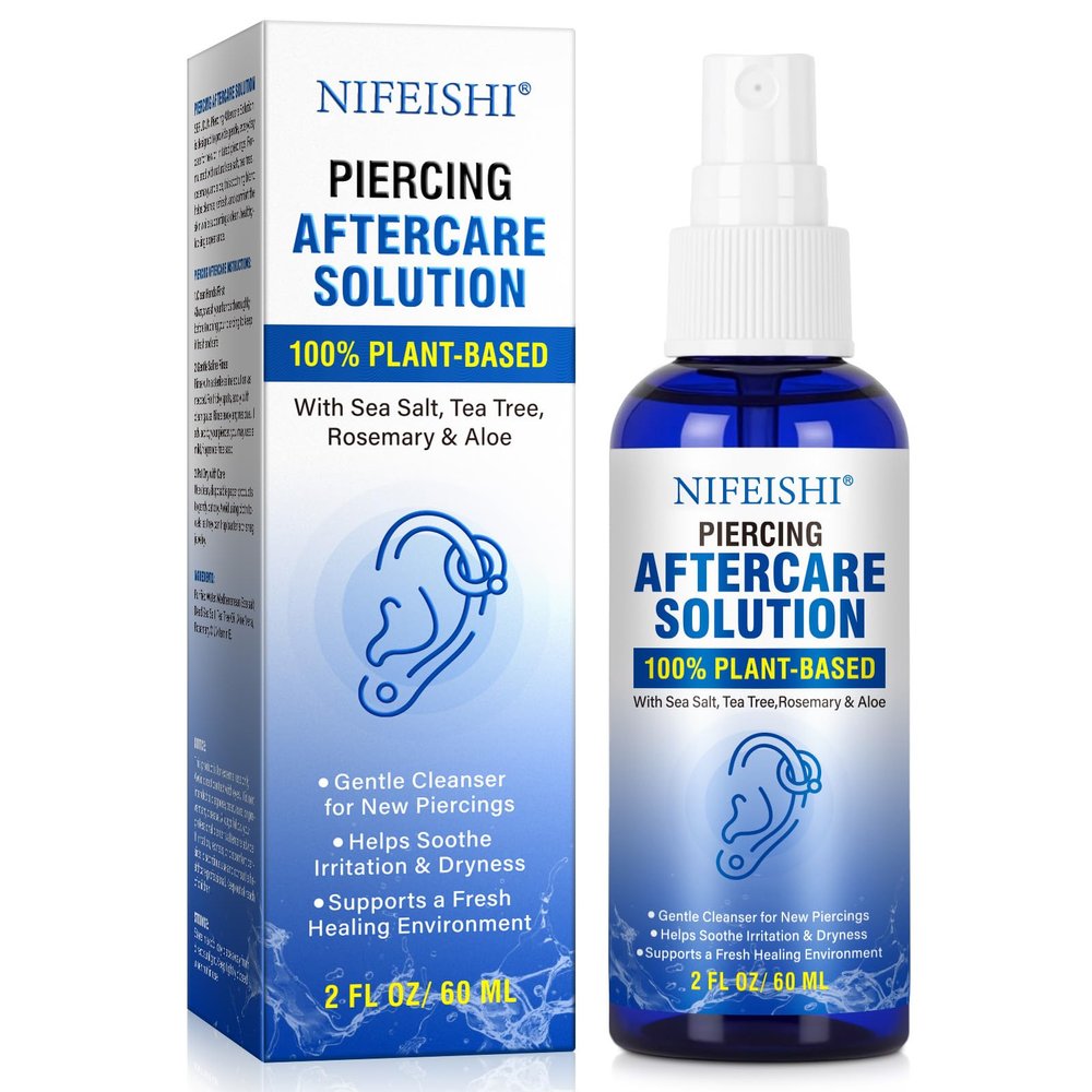 Piercing Aftercare Spray, Saline Spray for Piercings Cleaner for Ear, Belly & Nose - Gently Cleanses - Soothing & Gentle-2 Fl Oz