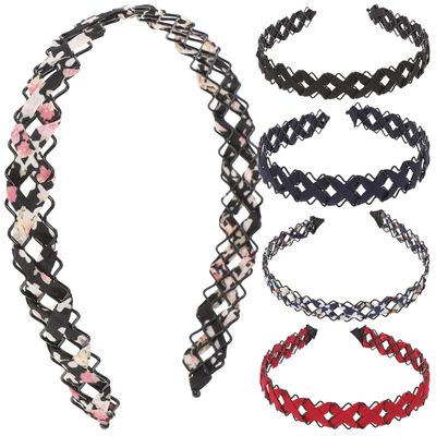 CTIRCHIU 5Pcs Wide Fabric Hair Hoops Reusable Hair Bands with Floral Patterns Non-slip Headbands for Daily Home Use in Black Burgundy Navy and Floral Colors
