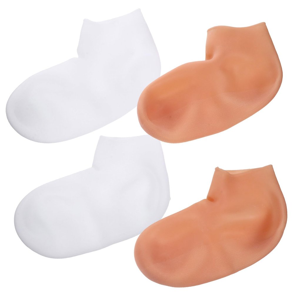 OSOLADY 2 Pairs Moisturizing Foot Exfoliating Socks with Elastic Fit Reusable Lotion Socks for Dry Cracked Feet Care for Women Extra Large Comfortable Skin Treatment