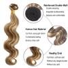 P4613 Bundles Highlight Body Wave Human Hair Bundle Two Tone Chocolate Brown Mixed With Blonde Bundle 613 Body Wave 3 Bundles 18 20 22 Inch Ombre Hair Weave view 3