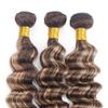 10 10 10 Inch P4613 Bundle Highlight Blonde Deep Wave Human Hair Bundles 8A Grade Two Tone Chocolate Brown And Blonde Bundles Ombre 613 Deep Curly Bundle view 4
