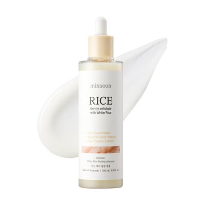 mixsoon White Rice Peeling Ampoule - White rice exfoliant, Gentle Exfoliating Serum for Smooth, Radiant Skin, Dead Skin Cells Remover 100ml / 3.38 fl.oz. Korean Glass Skin Care