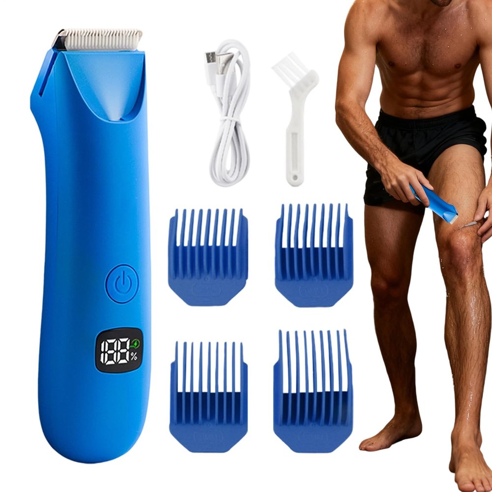Body Trimmer for Men, Electric Digital Display Personal Groomer, Cordless Rechargeable Shaver with LED Display, for Intimate Pubic Balls Back Armpit Chest Arm