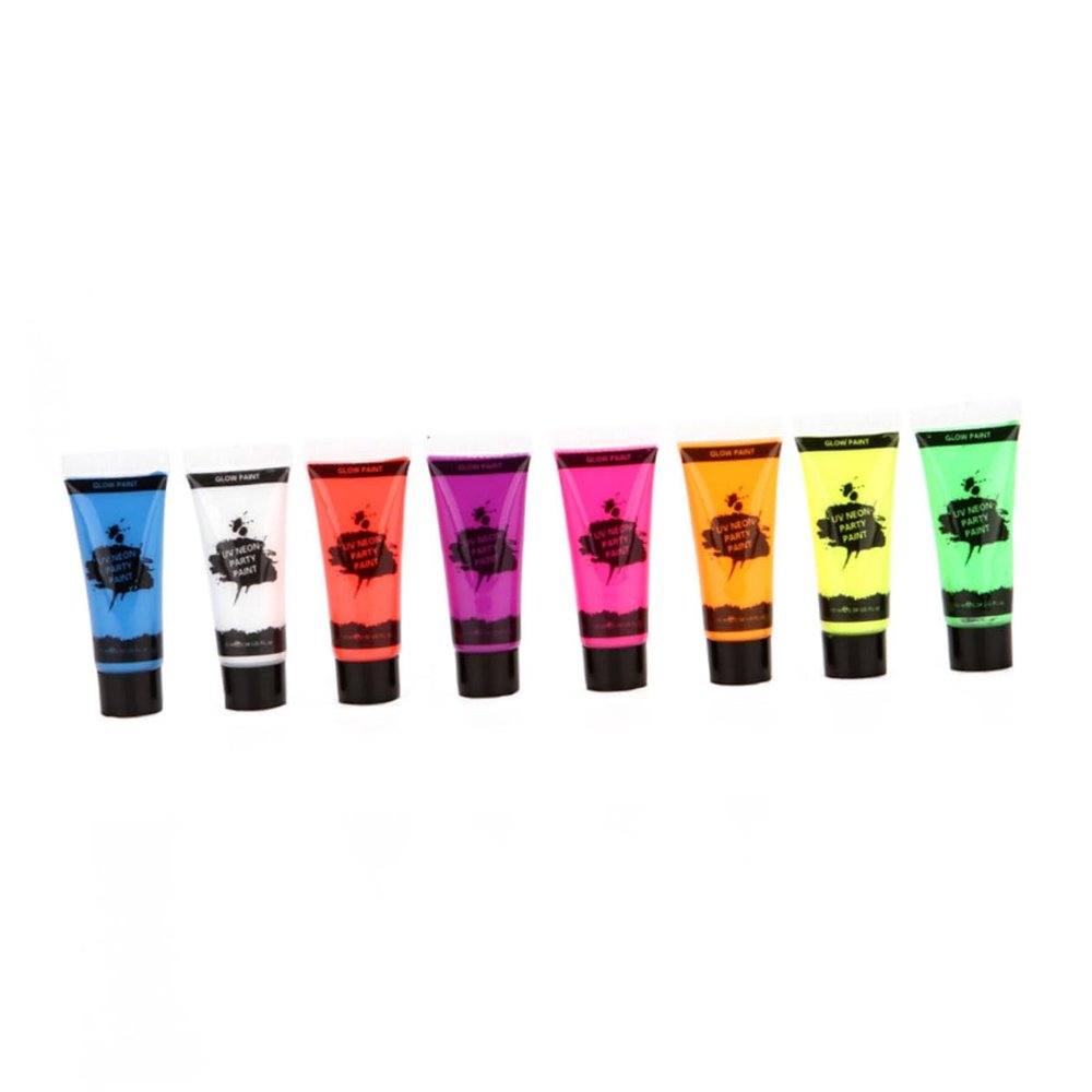 Beaupretty 8pcs Safe Washable Glow Dark Face Paint High Pigmentation Neon Bodypaint for Festivals Halloween Parties Concerts