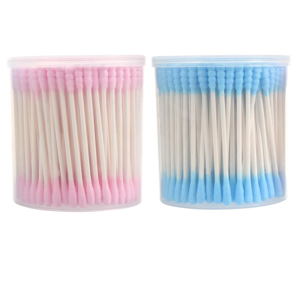 Beaupretty 400Pcs Double-head Cotton Swabs with Pointed Spiral and Rounded Tips Makeup Cleaning and Ear Pick Swabs for Home and Salon Use Soft Cotton for Eyebrow and Eyelash Care