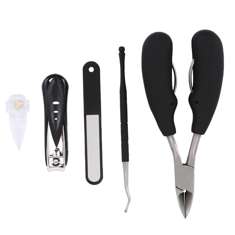 ARTSEWPLY Stainless Steel Nail Clippers Set for Home Use Lightweight Manicure Pedicure Tools with Design Black Nail Pliers for Thick and Ingrown Toenails Easy to Clean and Safe