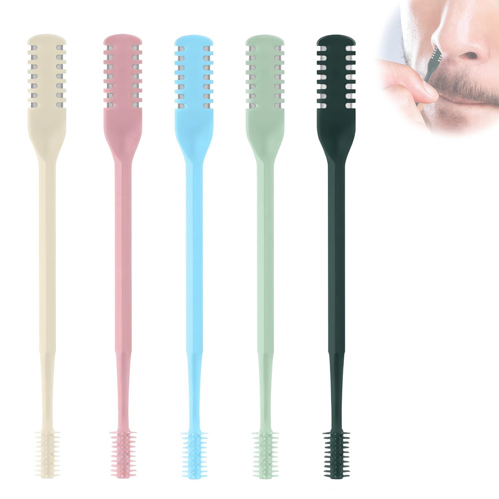 5PCS 2-in-1 Nasal Hair Cutter,Double Sided Nose Hair Trimmer for Men&Women,360 Rotating Manual NoseHair Cutter,Nose Hair Knife,Portable Nostril Hairs Remover Tool for Home Travel Essentials,Colorful