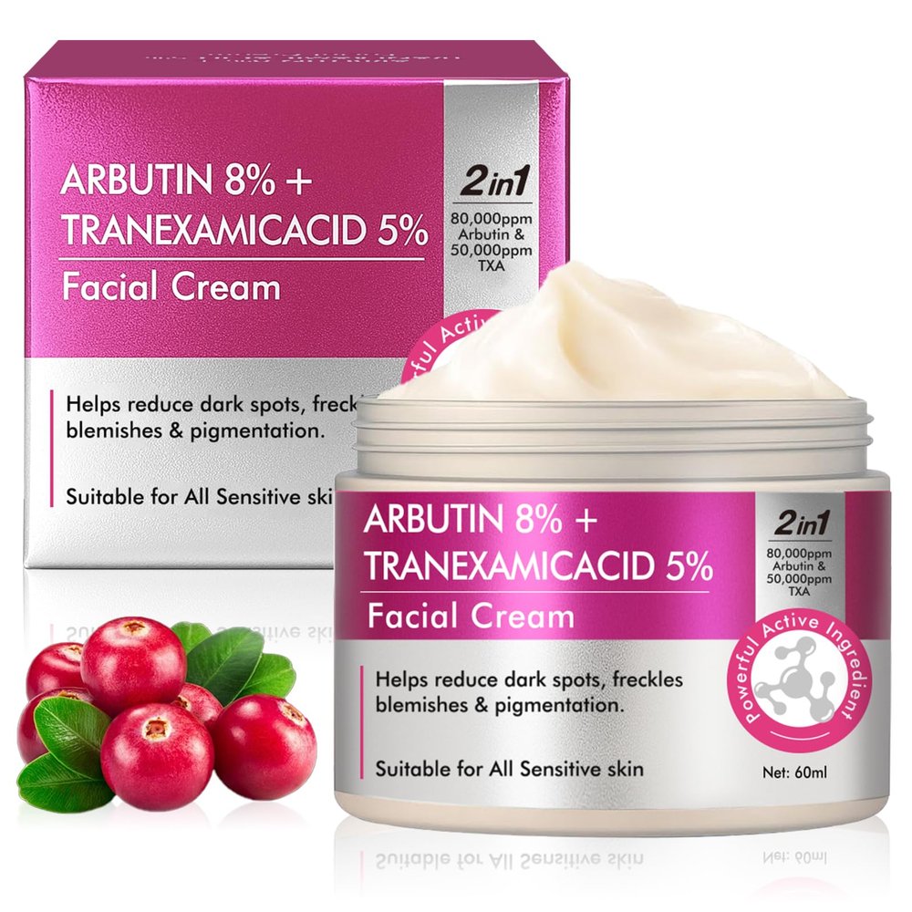 Arbutin 8% & Tranexamic Acid 5% Cream, Help Fade Dark Spots, Freckles, Blemishes, and Pigmentation, Firm and Moisturize the skin 60ML