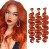 Ginger Bundle Color 350 Body Wave Human Hair Bundles 8A Grade Orange 3 Bundles 12 14 16 Inch Color 350 Ginger Body Wave Bundle Orange Hair Extensions view 1