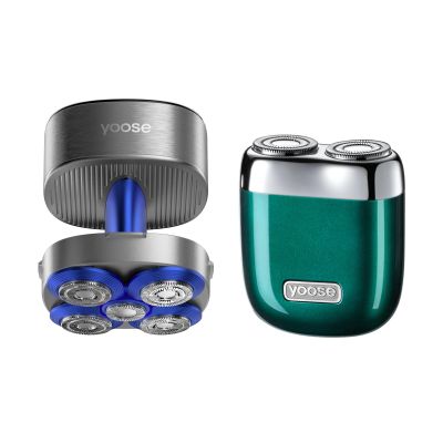 yoose Shavers Bundle: Mini Shaver and Head Shaver for Men, IPX7 Waterproof, Wet/Dry Shave, USB-C Rechargeable,Magnetic Detachable Head, Green and Silver