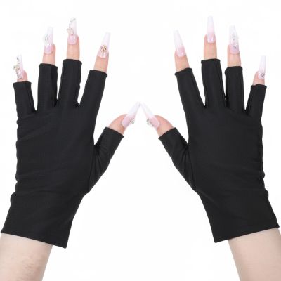 1 Pair Black Moisturizing Gloves, Fingerless Gloves for Women, Touchscreen-Friendly Polyester Protection Night Glove with Open Fingertips for Dry Hands, Overnight Care, Sleeping Hand Treatment