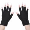 1 Pair Black Moisturizing Gloves, Fingerless Gloves for Women, Touchscreen-Friendly Polyester Protection Night Glove with Open Fingertips for Dry Hands, Overnight Care, Sleeping Hand Treatment view 1