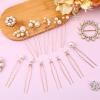 12 Pcs Gold U Shape Bridal Pearl Hair Pins Wedding Beaded Hair Clip Exquisite Handmade Hairs Headpiece Jewelry Wedding Hairstyles Accessories for Women and Girls view 3