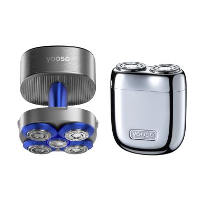 yoose Shavers Bundle: Mini Shaver and Head Shaver for Men, IPX7 Waterproof, Wet/Dry Shave, USB-C Rechargeable,Magnetic Detachable Head, Silver