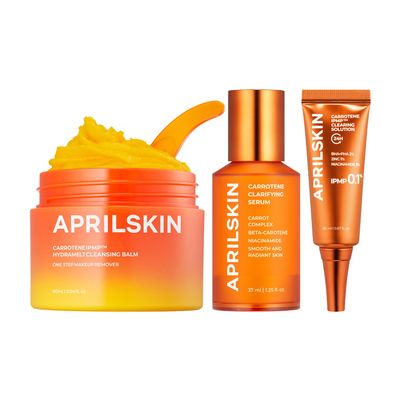 APRILSKIN 3-Step Trouble-Free set: Carrotene IPMP Hydromelt Cleansing Balm, Carrotene IPMP Clearing Solution & Carrotene Clarifying Serum