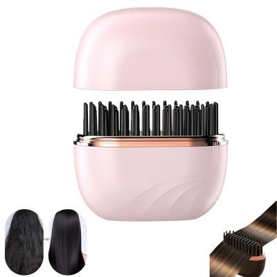 Mini Hair Straightener, Cordless Rechargeable 2-in-1 Hair Straightener & Curler, 3-Speed Temperature Control, Fast Heating, Anti-Scald Design, Lightweight & Portable for Travel, Home Use (Pink)