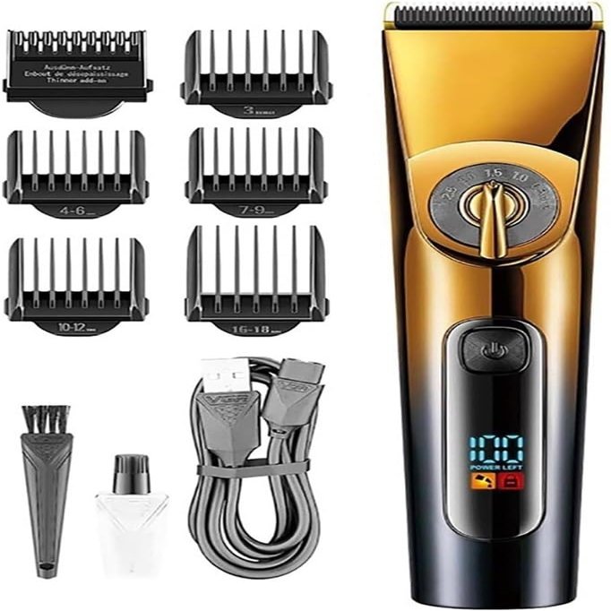 YHNNH Professional Hair Clipper, Electric Men's Beard Trimmer with LED Display, Suitable for Home and Barbershop Use.