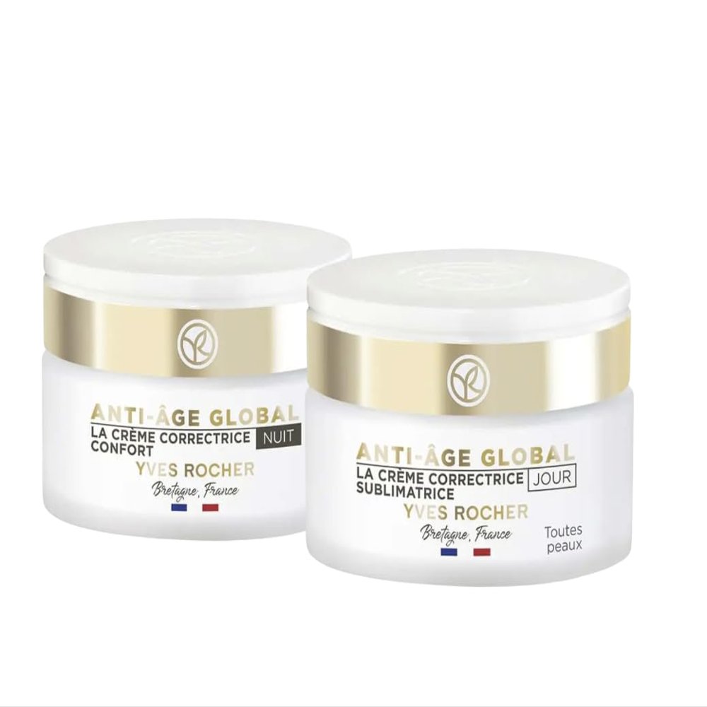 Yves Rocher Complete Anti-Age Global Day Night Care Face Mature Skin Anti Wrinkle Care Set of 2-50 ml./1.7 fl.oz.