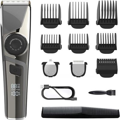 YHNNH Men's Professional Hair Clippers, Professional Ceramic Blade Hair Clippers, 3-in-1 Barber Shop Haircutting Kit, Cordless Electric Beard Trimmer