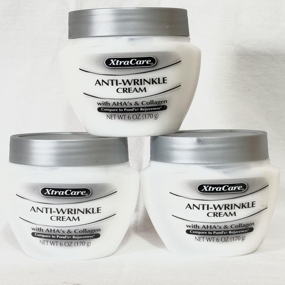 Anti-Wrinkle Cream with AHAs & Collagen 6 oz (Pack of 3) Advanced Age-Defying Formula for Smoother, Firmer Skin.