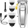 YHNNH Professional Hair Clipper, Electric Rechargeable Cordless Hair Clipper, Metal Body Men's Trimmer(Silver) view 1