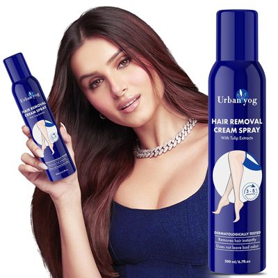 Ur..ban yog Hair Removal Cream Spray for Women | Painless Body Hair Removal Spray for legs, hands, underarm & back (130 ML, Tulip (Blue))