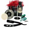 Men's Shaving Gift Set - 6 Pcs Luxury Wet Shave Kit for Him | Black Shavette Straight Razor, Natural Brush, Sensitive Skin Soap, Stand, Bowl & 100 Blades Gift For him view 1
