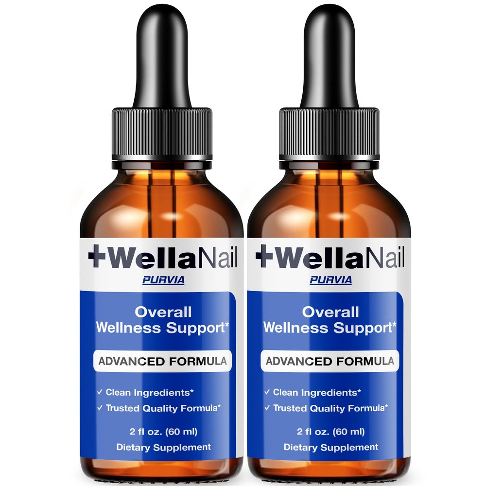 (2 Pack) WellaNail Drops, Wella Nail Care Liquid Supplement Advanced Maximum Extra Strength Formula, Toenail Hydration Premium Natural Ingredients Foot & Cuticle Support for Healthy Appearance (4oz)