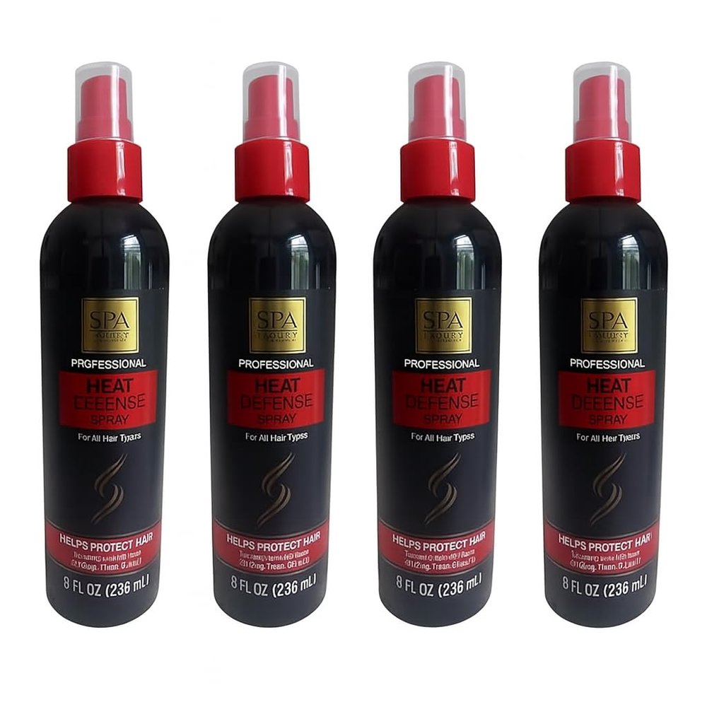 SPA LUXURY Professional Heat Defense Spray for All Hair Types, Moisture Protection, 8 Fl Oz, 4 Pack